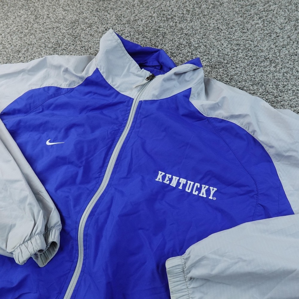 VTG Kentucky Wildcats Jacket Mens L Blue Windbreaker NCAA Basketball Nike UK KY